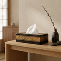 Handcrafted Wooden Tissue Box – Naqshi Art Decorative Holder Golden | TCW