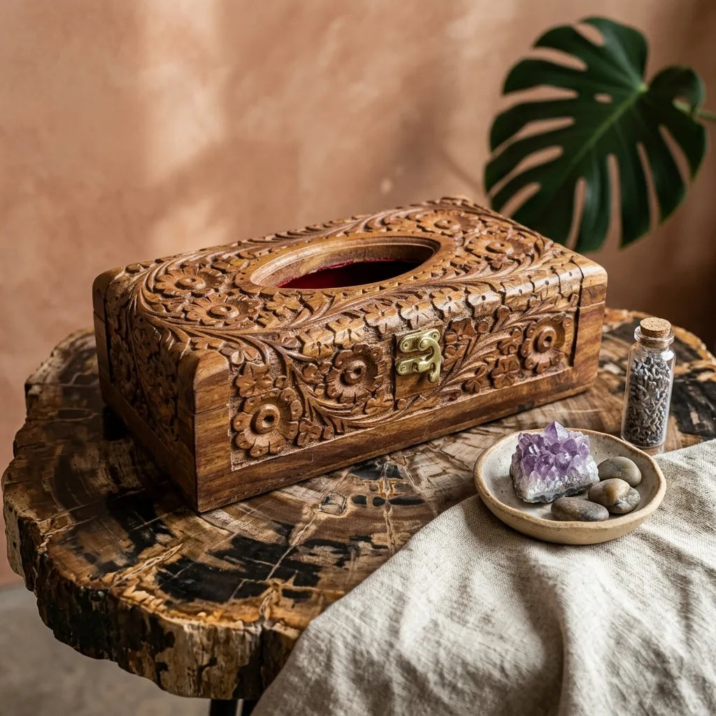 Stylish Wooden Tissue Box Holder – Table Décor & Utility | TCW