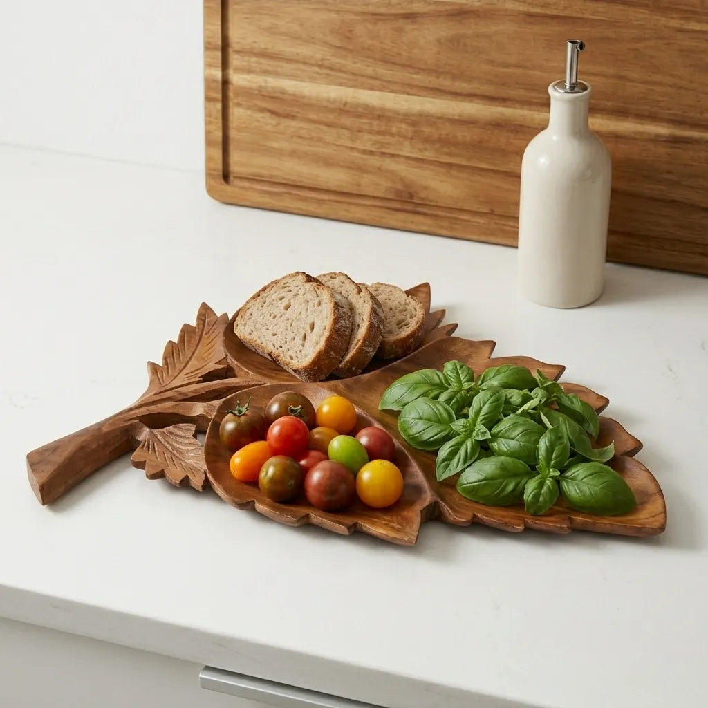 Attractive Wooden Tray, Leaf Shape Tray | TCW