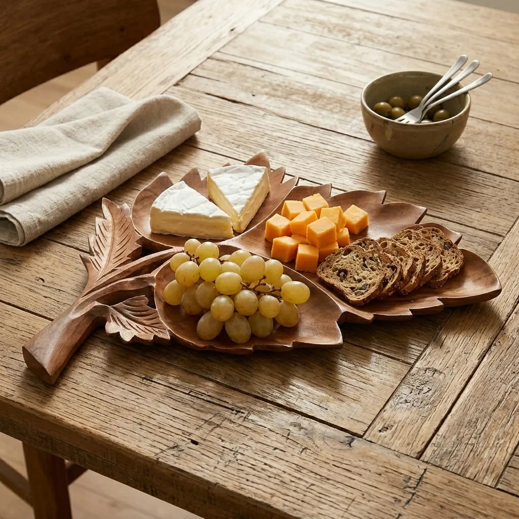 Attractive Wooden Tray, Leaf Shape Tray | TCW