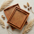 Printed Wooden Tray Set – Decorative Serving Trays for Tea, Snacks & Home Décor | TCW