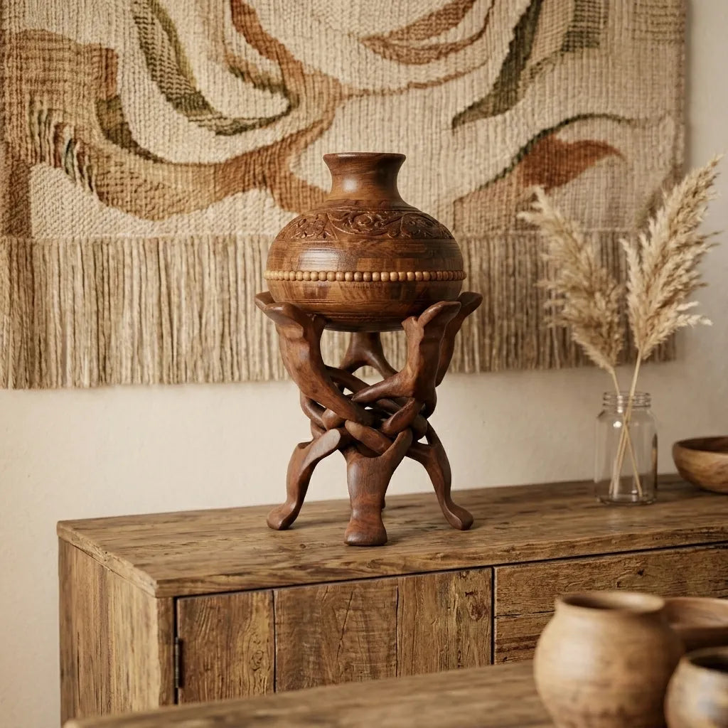 Wooden Camel Stand With Matka | TCW