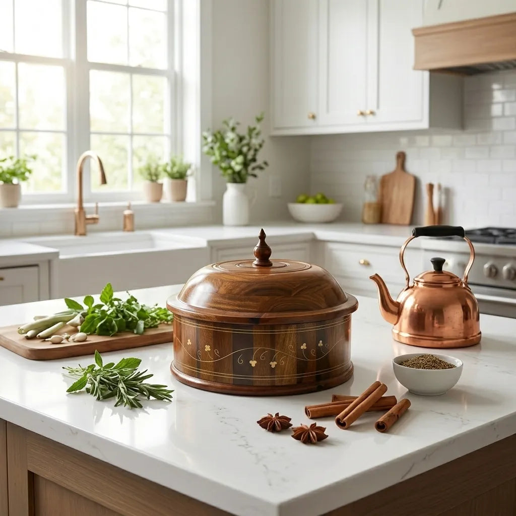 Wooden Hotpot – Carving Work – Steel Bowl | TCW